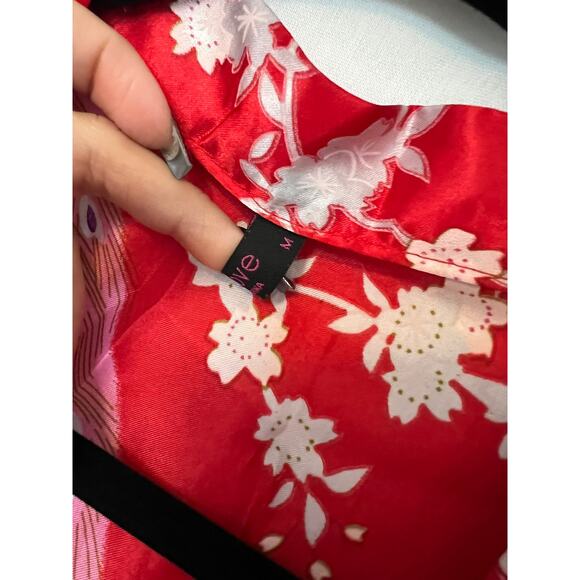 Avidlove dressing robe women’s size medium Red Colorful Peacock Floral Design - Picture 8 of 10